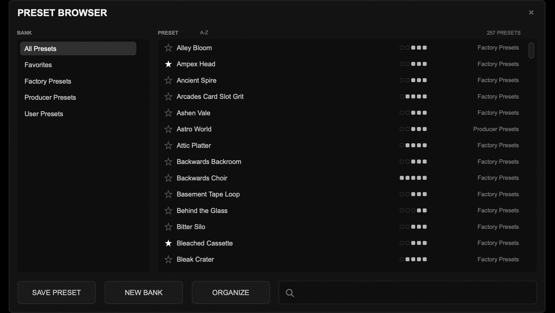 The Pedal Lab preset browser
